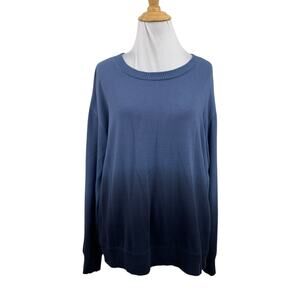 Splendid Sweatshirt Womens Medium Blue Navy Ombre Super Soft Crew Neck Pullover